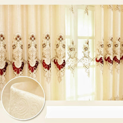 Amidoudou 1 Pair European Luxury Embroidered Curtains for Living Room Bedroom (Yellow,51x95 Inch)