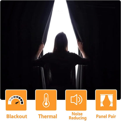 Hiasan Blackout Curtains for Bedroom, 60 x 63 Inches Length - Thermal Insulated & Light Blocking Window Curtains for Living Room, 2 Drape Panels Sewn with Tiebacks, Mustard Yellow