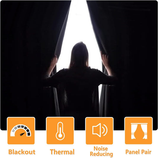 Hiasan Short Blackout Curtains for Bedroom - Thermal Insulated & Light Blocking Window Curtains for Living Room, 2 Drape Panels Sewn with Tiebacks, Mustard Yellow, 38 x 45 Inch