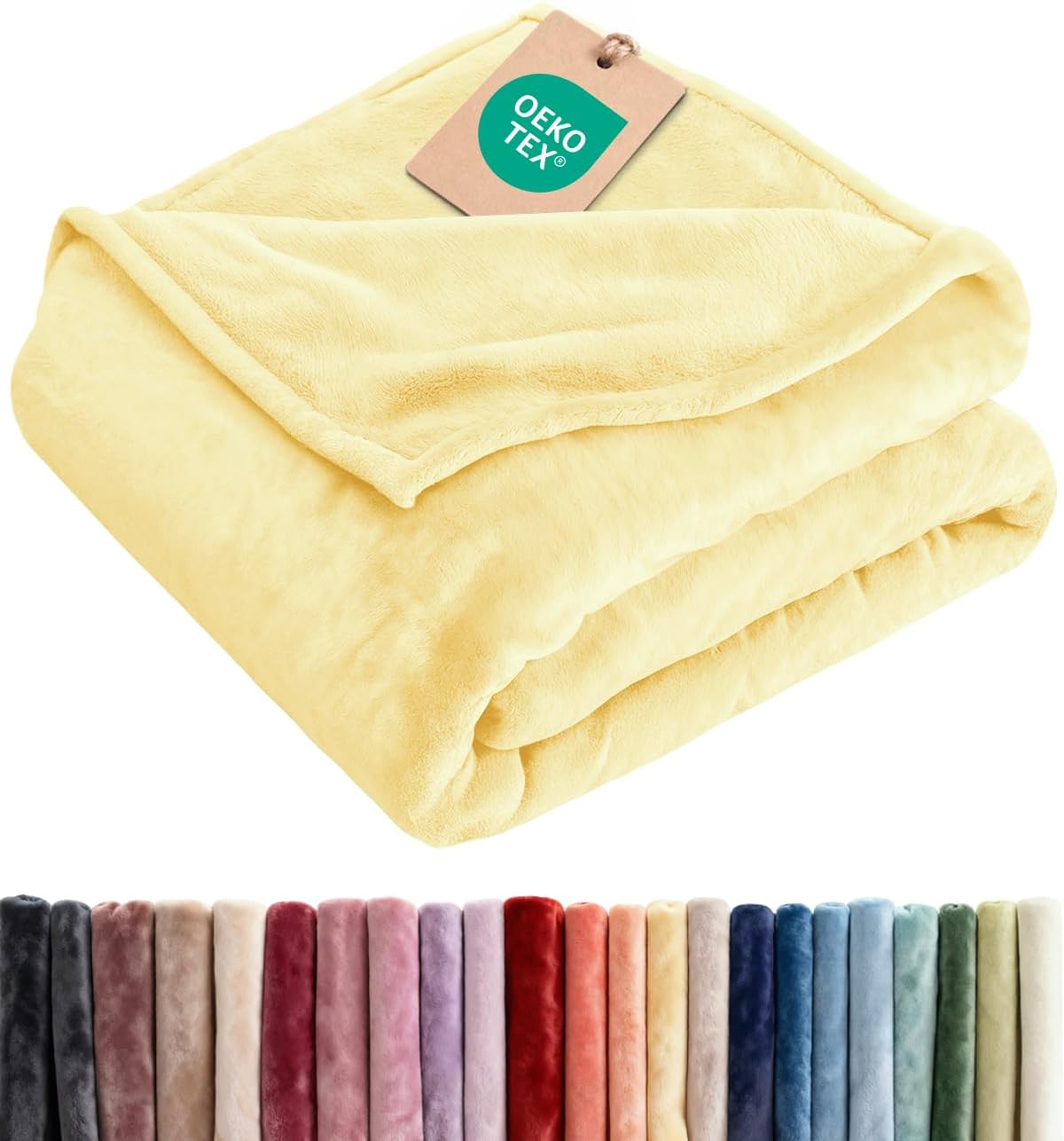 Ultra Soft Fleece Blanket King Size - Flannel Fleece Luxury King Blanket - Lightweight for Couch Bed Chair - Thick, Warm and Breathable - All Season Cozy Fuzzy, Anti-Static Microplush Bedding, Yellow