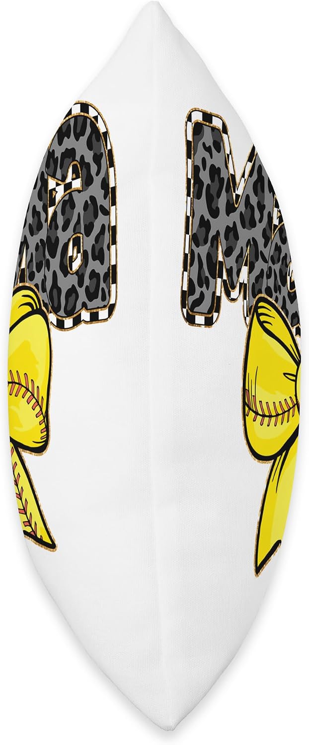 Mama Yellow Bow Baseball Throw Pillow