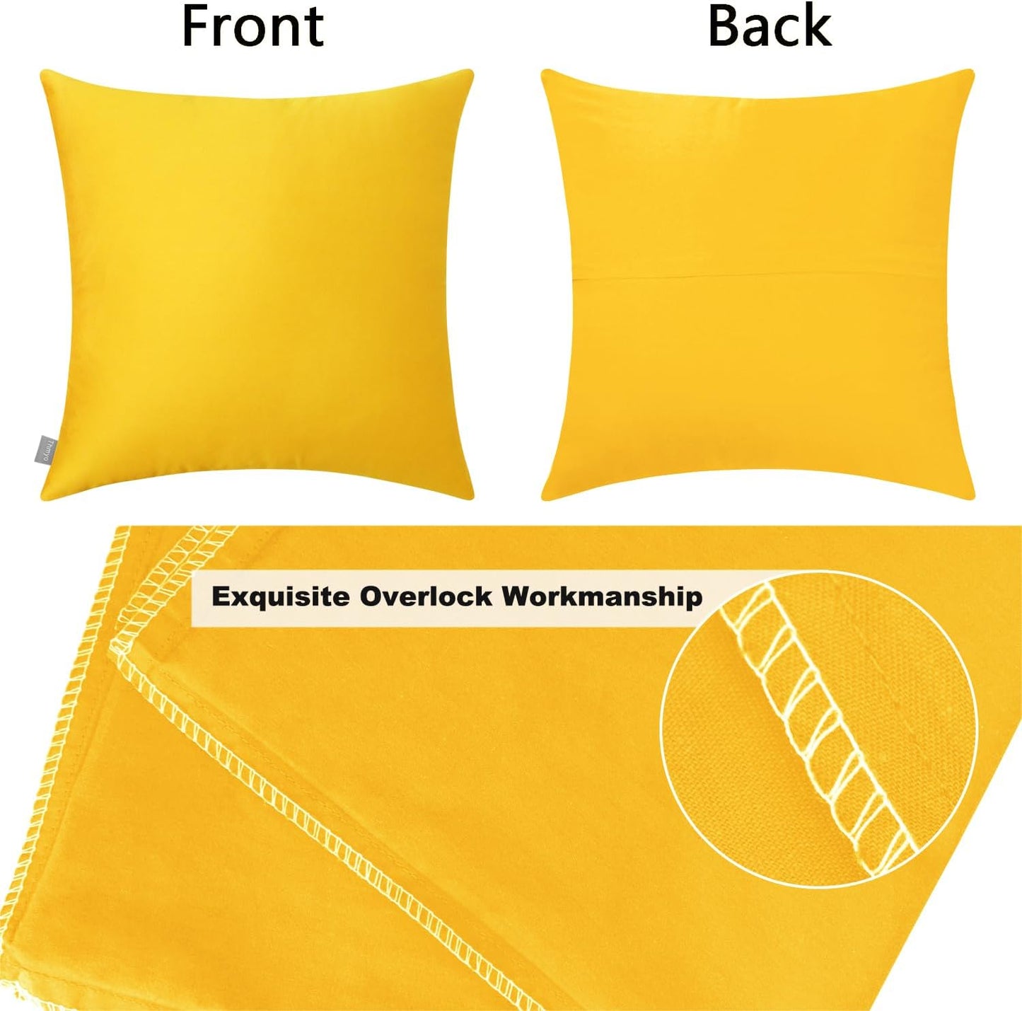 Thmyo 4-Pack 100% Cotton Comfortable Solid Decorative Throw Pillow Cases Square Cushion Covers Sublimation Blank DIY Throw Pillowcase (Only Pillow Covers No Inserts)(18x18 inch/45x45cm,Yellow)