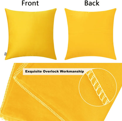 Thmyo 4-Pack 100% Cotton Comfortable Solid Decorative Throw Pillow Cases Square Cushion Covers Sublimation Blank DIY Throw Pillowcase (Only Pillow Covers No Inserts)(18x18 inch/45x45cm,Yellow)