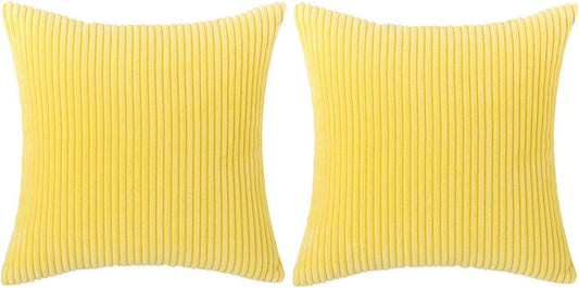 Set Of 2 Cushion Cover 50cm X 50cm,45 X 45, 60cm X 60cm,Decorative Throw Pillow Covers Square Pillowcases Shell Soft Faux Fur Plush Cushions Covers For Sofa Bedroom ( Color : Lemon yellow , Size : 30x