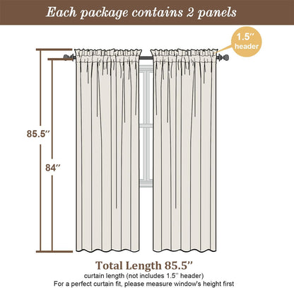 Chyhomenyc Lemon Sheer Curtains 84 Inches Long 2 Panels Set, Light Filtering Soft Airy Window Curtains, Rod Pocket for Living Room Bedroom Window Drapes, 42Wx84L Inch, 2PCS