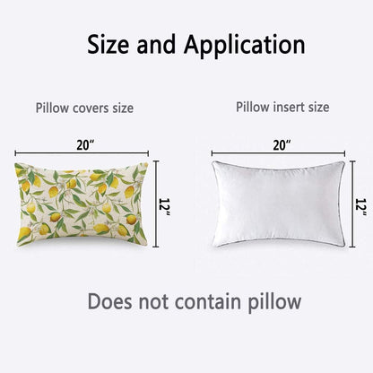 HOSNYE Lemon Throw Pillow Cover Fruits and Leaves Floral Linen Fabric for Couch Bed Sofa Car Waist Cushion Cover 12 x 20 inch Pillow Case