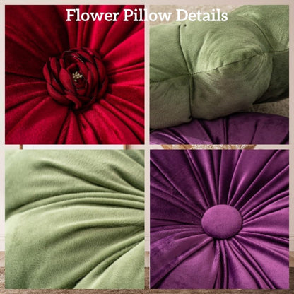 Flower Pillow Cushion Round Decorative Throw Pillow 15.7 Velvet Flower Shaped Pillow for Sofa Couch Vanity Chair Bed (Yellow)
