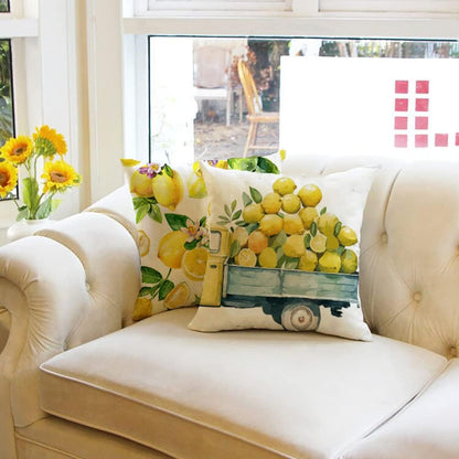 Ogiselestyle Watercolor Lemons Throw Pillow Covers, 18 x 18 Inch Yellow Summer Lemon Cushion Case for Sofa Couch Set of 4