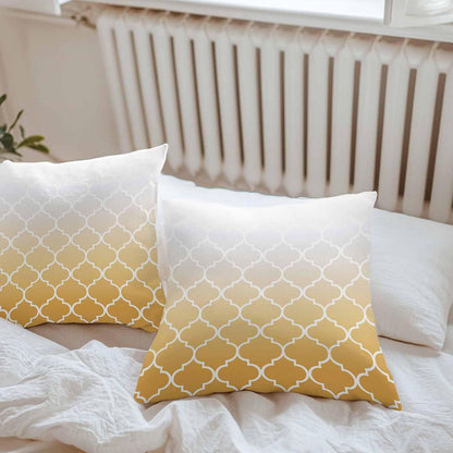 Outdoor Pillow Covers Waterproof Pillow Cases Protector Yellow Gradient Moroccan Pattern Pillowcase Pack of 2 White Stripes Buffalo Check Throw Cushion Case for Pation Furniture,Couch,Sofa,16X16IN