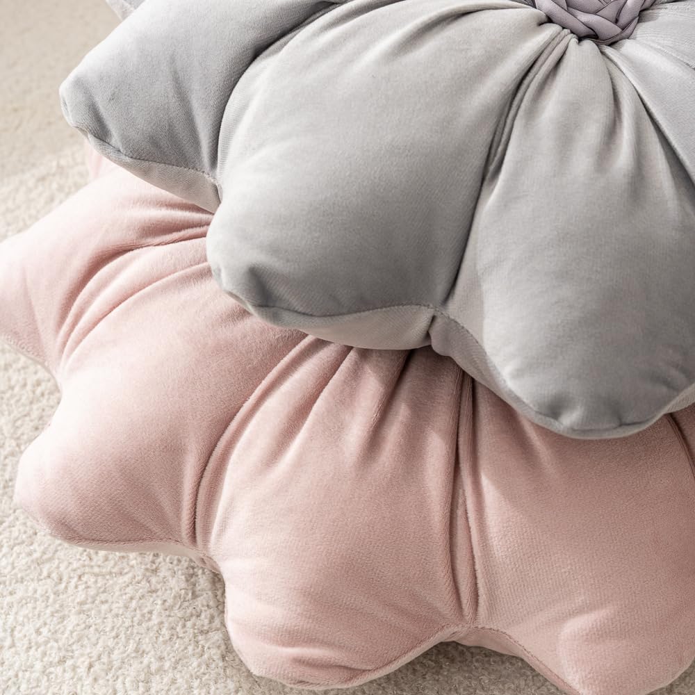 Flower Pillow Cushion Round Decorative Throw Pillow 15.7 Velvet Flower Shaped Pillow for Sofa Couch Vanity Chair Bed (Yellow)