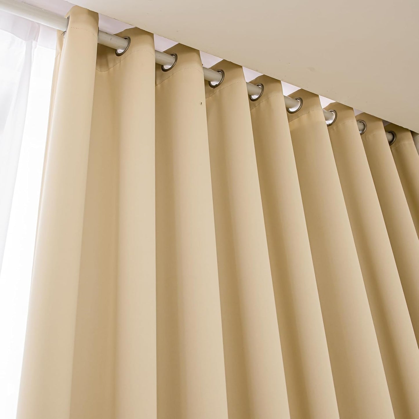 Windows Light Yellow Blackout Curtains 90 inches Long 2 Panels Set Grommet Blackout Drapes Energy Saving Noise Reducing Thermal Insulated for Bedroom Living Room Nursery
