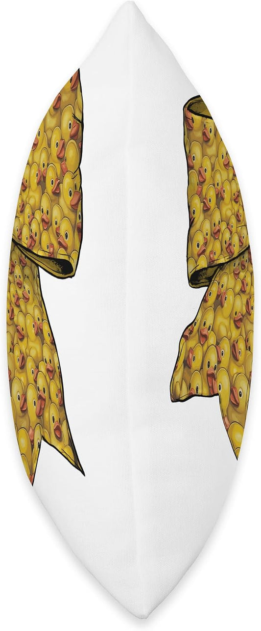 Rubber Duck Cute Yellow Duckie Pattern Girl Coquette Bow Throw Pillow
