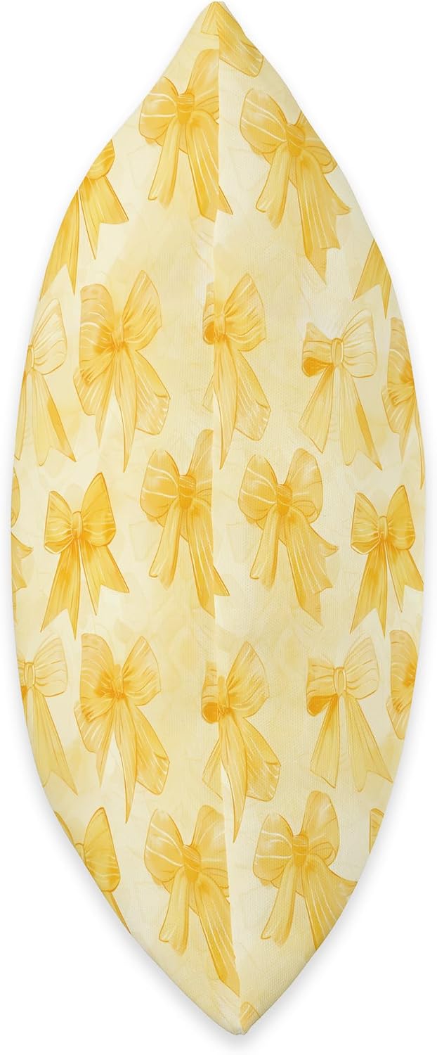 Yellow Ribbons and Bows in Watercolor Coquette Core Pattern Throw Pillow