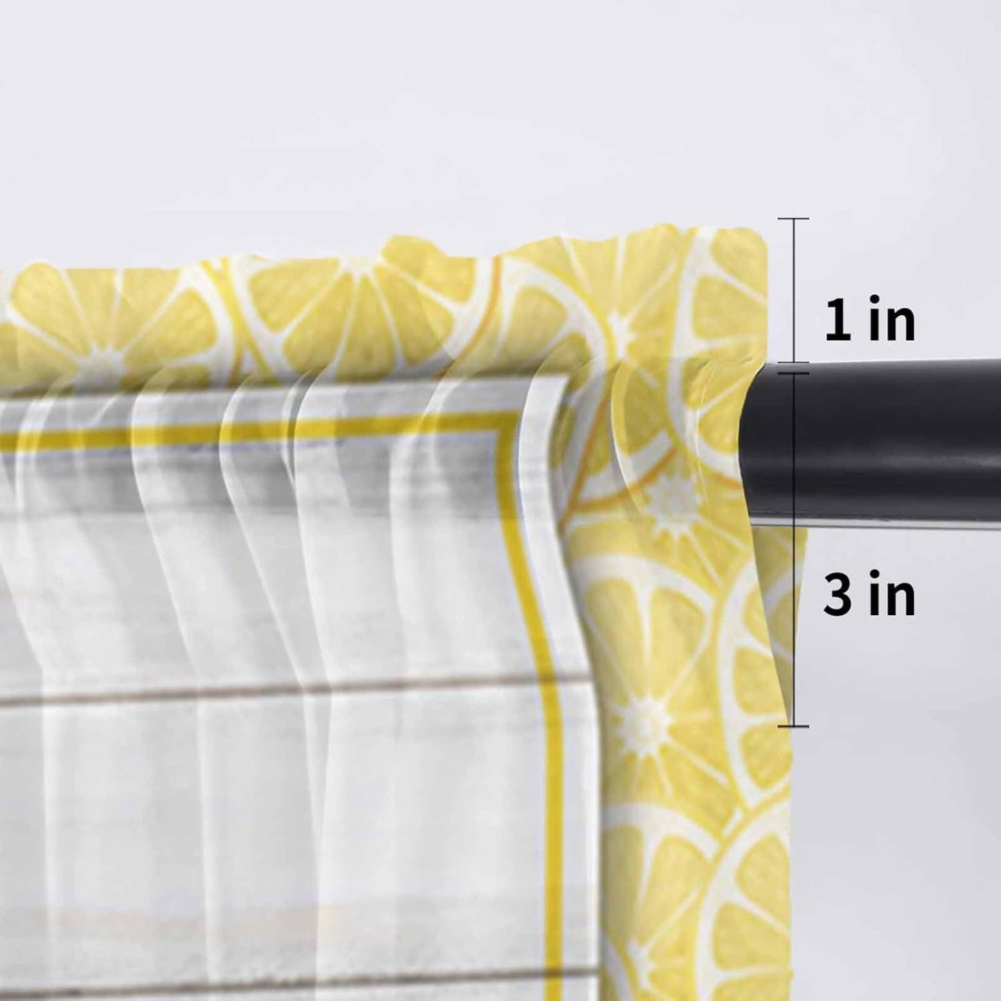 Sheer Valances for Windows Fruit Lemon Gnome Window Valances Rod Pocket Farmhouse Plants Wood Grain Window Treatment Sheer Curtains for Kitchen Living Room Bedroom Bathroom 54x18in