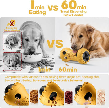 Interactive Dog Toys,Adjustable Treat Dispensing Toy to Keep Them Busy | Dog Enrichment for Brain Stimulation & Cognitive for Puppy Puzzle to Reduce Boredom-Ideal Gift for All Dogs(Nylon)-Yellow