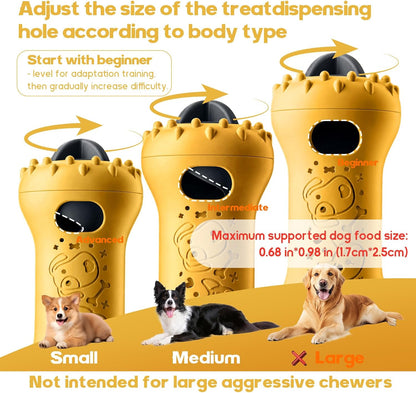 Interactive Dog Toys,Adjustable Treat Dispensing Toy to Keep Them Busy | Dog Enrichment for Brain Stimulation & Cognitive for Puppy Puzzle to Reduce Boredom-Ideal Gift for All Dogs(Nylon)-Yellow
