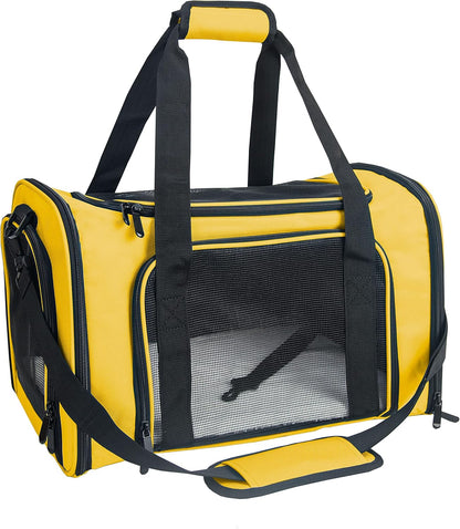 Soft Sided Carrier for Small Medium Cats Dogs,TSA Airline Approved Collapsible Travel Pet Carrier (Medium, Yellow)