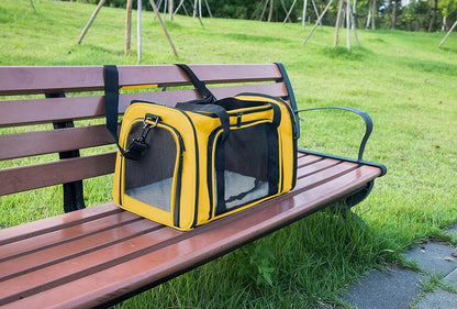 Soft Sided Carrier for Small Medium Cats Dogs,TSA Airline Approved Collapsible Travel Pet Carrier (Medium, Yellow)