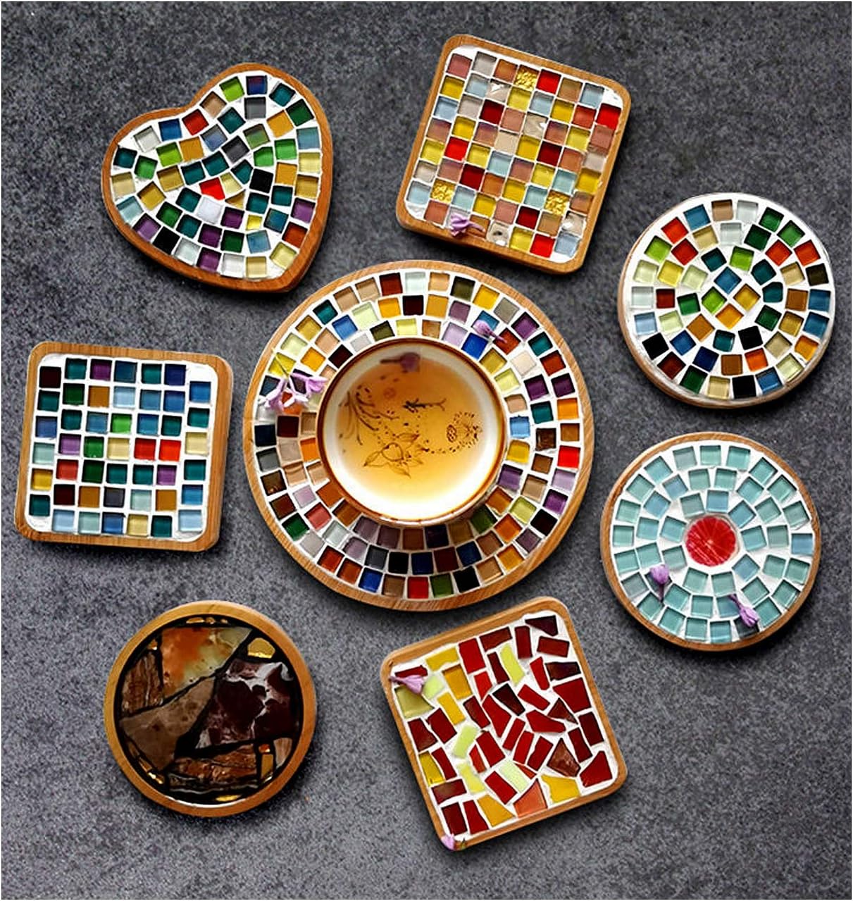 Mosaic Tiles Squares Dark Yellow Crystal Mosaic Glass Tile for Crafts Bulk DIY Picture Frames Handmade Jewelry Coasters Art Material Decoration,1x1cm,100 Pieces