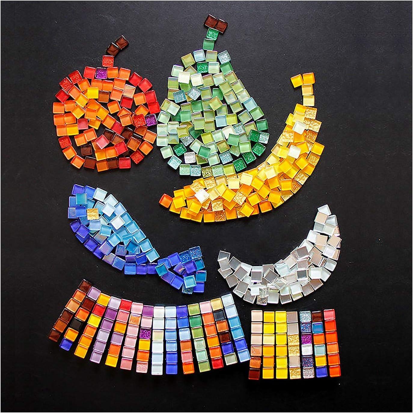 Mosaic Tiles Squares Dark Yellow Crystal Mosaic Glass Tile for Crafts Bulk DIY Picture Frames Handmade Jewelry Coasters Art Material Decoration,1x1cm,100 Pieces