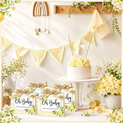 Spakon 25 Pack Lemon Baby Shower Favors Gift Bags Oh Baby Goodie Bags with Handles and Bow Ribbon for Return Gift