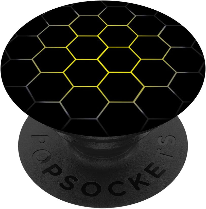 Dark Yellow White & Black Honeycomb Cellphone / Phone Holder PopSockets Grip and Stand for Phones and Tablets
