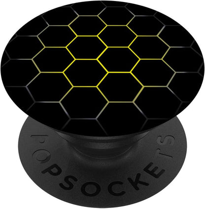 Dark Yellow White & Black Honeycomb Cellphone / Phone Holder PopSockets Grip and Stand for Phones and Tablets