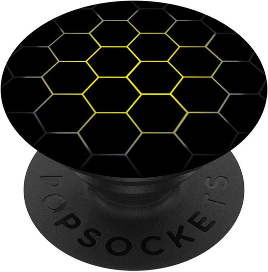 Dark Yellow White & Black Honeycomb Cellphone / Phone Holder PopSockets Grip and Stand for Phones and Tablets