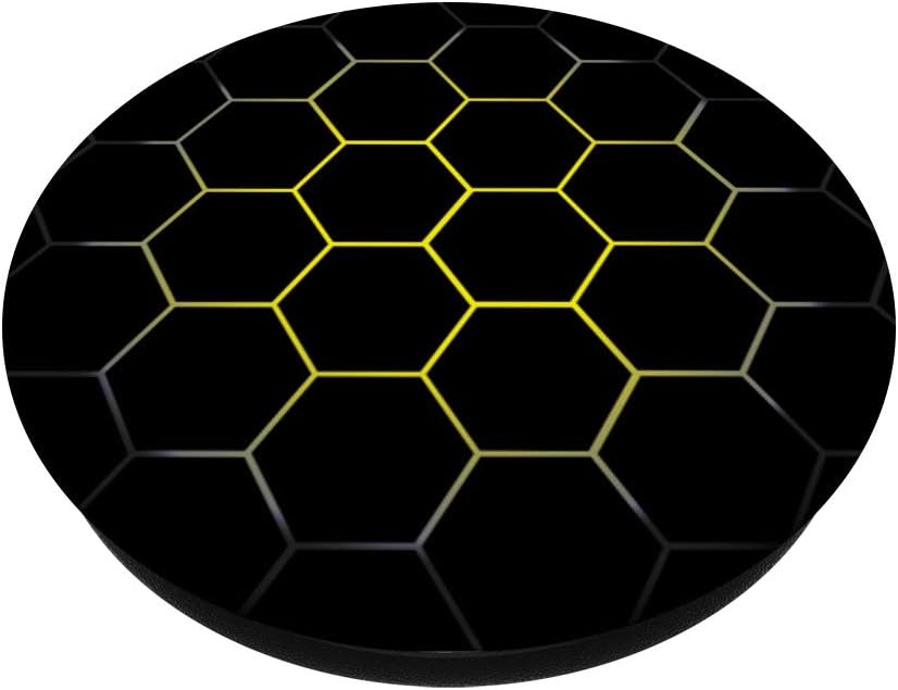 Dark Yellow White & Black Honeycomb Cellphone / Phone Holder PopSockets Grip and Stand for Phones and Tablets