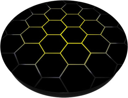Dark Yellow White & Black Honeycomb Cellphone / Phone Holder PopSockets Grip and Stand for Phones and Tablets