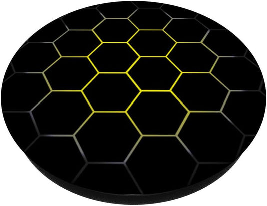 Dark Yellow White & Black Honeycomb Cellphone / Phone Holder PopSockets Grip and Stand for Phones and Tablets