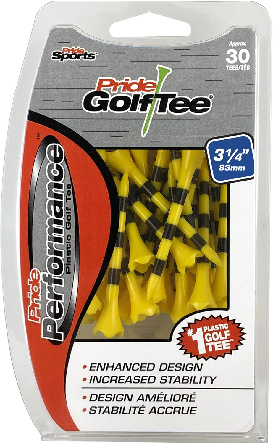 Pride Performance 3-1/4" Striped Golf Tee, 30 Count