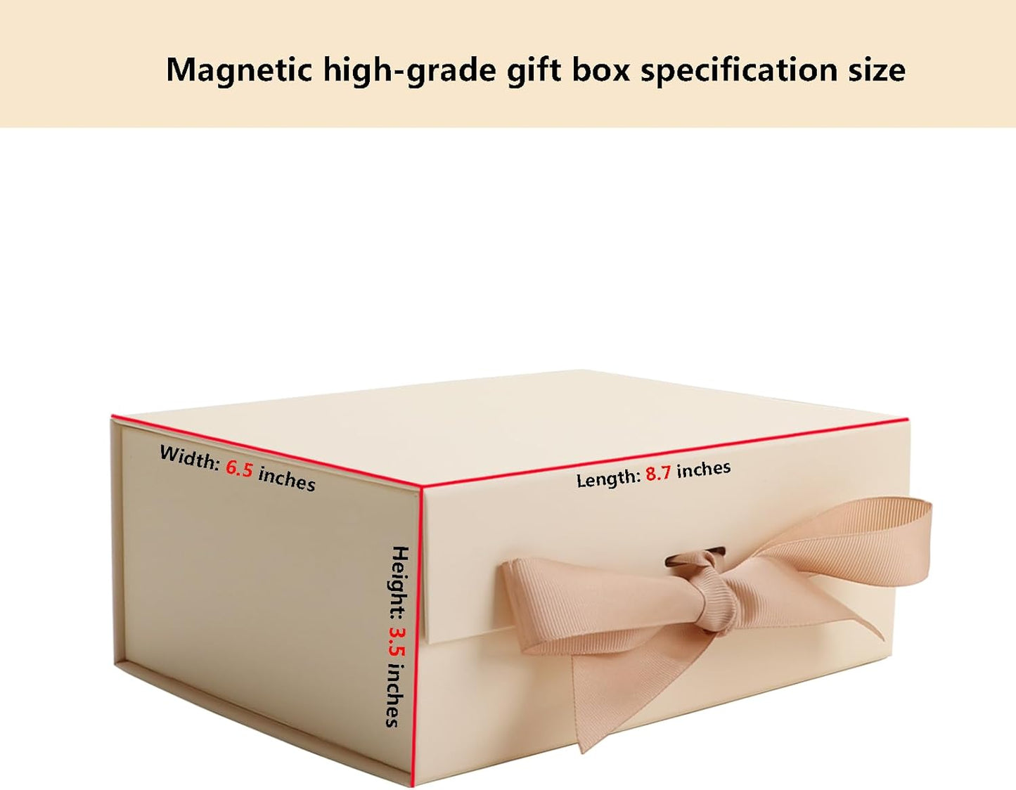 Magnetic Gift Box L8.7*W6.5*H3.5inch Ribbon Foldable Gift Packaging Boxes | Light yellow Set of 5 Glossy Luxury Foldable Gift Wrap Boxes,Groomsmen Proposal,Wedding,Birthday all Elegant Gift Wrapping