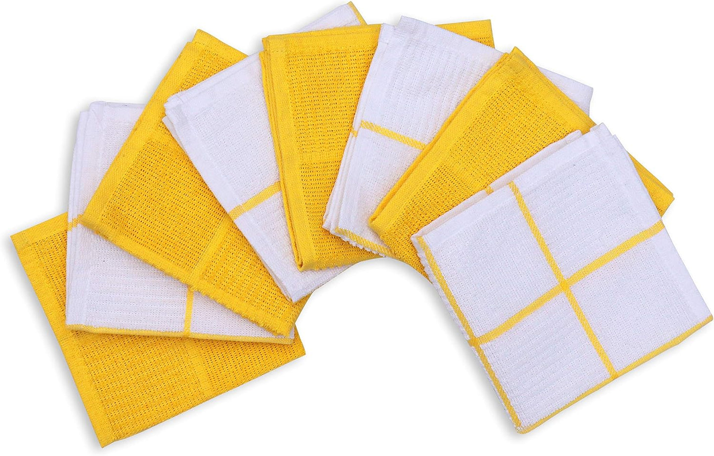 Dish Cloths for Washing Dishes Set of 8 - Highly Absorbent, Super Soft Kitchen Dishcloths - Reusable Quick Dry Dish Rags for Cleaning & Drying Kitchen Linens (12x12 Inch - Yellow)