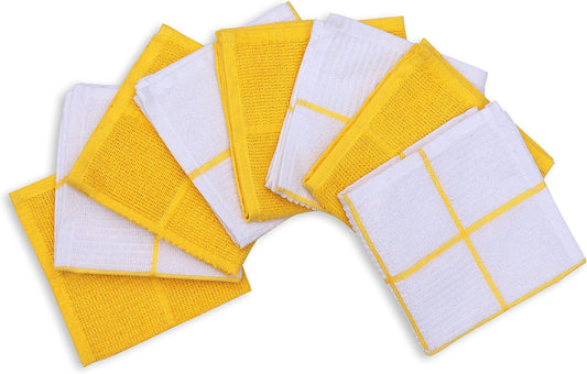 Dish Cloths for Washing Dishes Set of 8 - Highly Absorbent, Super Soft Kitchen Dishcloths - Reusable Quick Dry Dish Rags for Cleaning & Drying Kitchen Linens (12x12 Inch - Yellow)