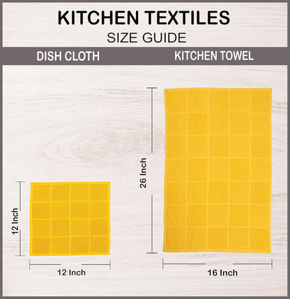 Dish Cloths for Washing Dishes Set of 8 - Highly Absorbent, Super Soft Kitchen Dishcloths - Reusable Quick Dry Dish Rags for Cleaning & Drying Kitchen Linens (12x12 Inch - Yellow)