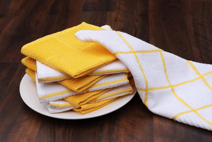 Dish Cloths for Washing Dishes Set of 8 - Highly Absorbent, Super Soft Kitchen Dishcloths - Reusable Quick Dry Dish Rags for Cleaning & Drying Kitchen Linens (12x12 Inch - Yellow)