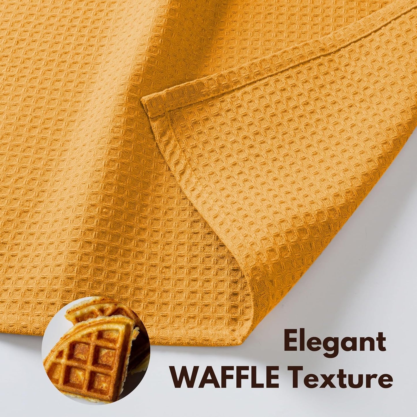 6 Pack Waffle Dish Cloths - 100% Cotton, Soft, Absorbent & Quick Drying Towels for Cleaning, Cooking & Baking - Great for Home, Restaurants, Cafes, Bars - Mustard Yellow