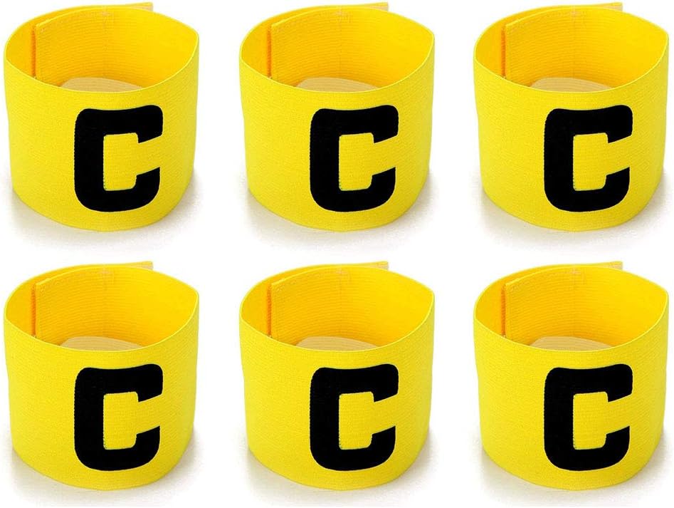 6 Pieces Elastic Soccer Captain Armband Adjustable Football Basketball Player Bands for Adult Youth
