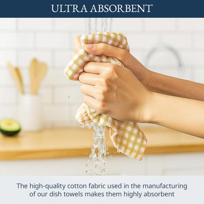 Cotton Kitchen Towels Set, 4-Pack – Absorbent, Quick-Drying Dish Towels, 18" x 28" - Yellow