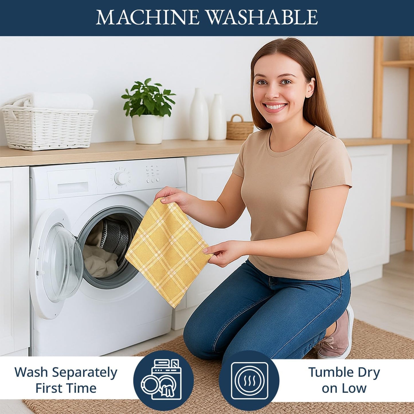 Cotton Kitchen Towels Set, 4-Pack – Absorbent, Quick-Drying Dish Towels, 18" x 28" - Yellow