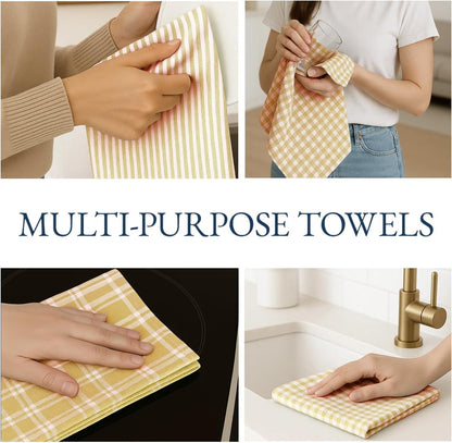 Cotton Kitchen Towels Set, 4-Pack – Absorbent, Quick-Drying Dish Towels, 18" x 28" - Yellow