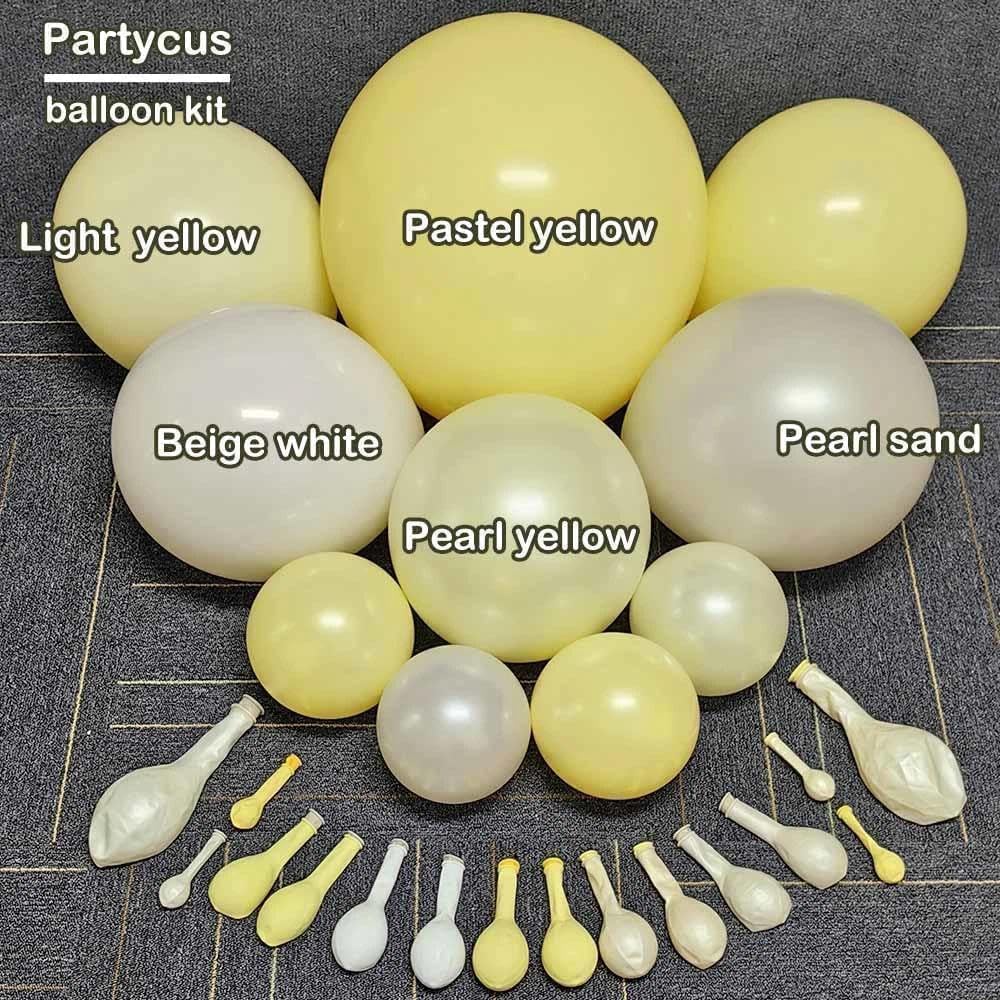 Yellow Balloon Arch Kit Double Stuffed, Pastel Light Yellow Pearl White Sand Balloon Garland for Bee Baby Shower Bridal Wedding Birthday Lemon Summer Graduation Engagement Party