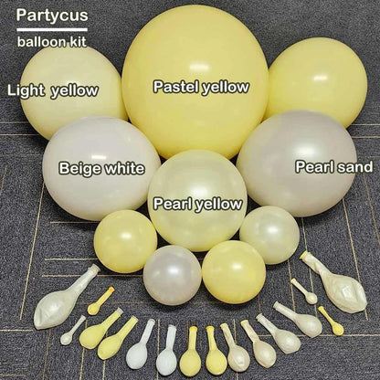 Yellow Balloon Arch Kit Double Stuffed, Pastel Light Yellow Pearl White Sand Balloon Garland for Bee Baby Shower Bridal Wedding Birthday Lemon Summer Graduation Engagement Party