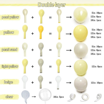 Yellow Balloon Arch Kit Double Stuffed, Pastel Light Yellow Pearl White Sand Balloon Garland for Bee Baby Shower Bridal Wedding Birthday Lemon Summer Graduation Engagement Party