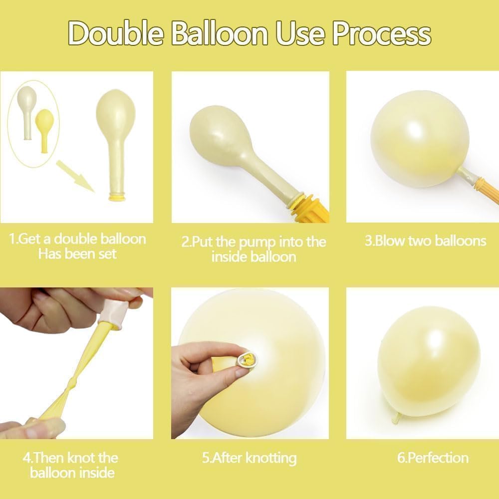 Yellow Balloon Arch Kit Double Stuffed, Pastel Light Yellow Pearl White Sand Balloon Garland for Bee Baby Shower Bridal Wedding Birthday Lemon Summer Graduation Engagement Party