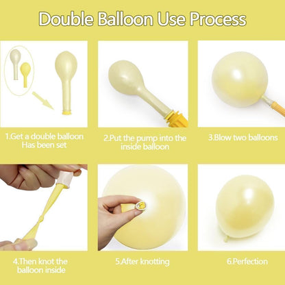 Yellow Balloon Arch Kit Double Stuffed, Pastel Light Yellow Pearl White Sand Balloon Garland for Bee Baby Shower Bridal Wedding Birthday Lemon Summer Graduation Engagement Party