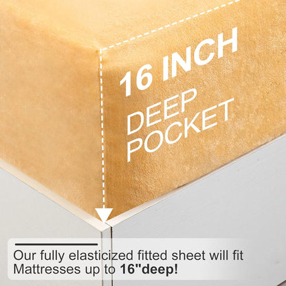 Velvet Plush Sheets Set Full Size, Micro Fleece Extra Soft Cozy Sheet and Pillowcase Set,Ultra Plush and Warmth Deluxe Bed Sheets with Deep Pockets (Full Yellow 4 Piece)