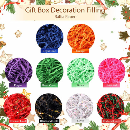 10 Pack Crinkle Cut Paper Shred Filler for Packing and Empty Basket Filler, Total 300g Raffia Tissue Paper Stuffers Gift Boxes for Wrapping Party Supplies(Irish Color)