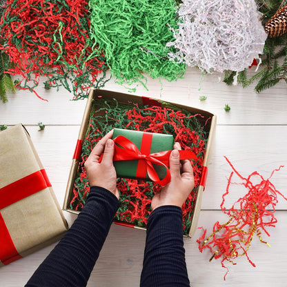 10 Pack Crinkle Cut Paper Shred Filler for Packing and Empty Basket Filler, Total 300g Raffia Tissue Paper Stuffers Gift Boxes for Wrapping Party Supplies(Irish Color)